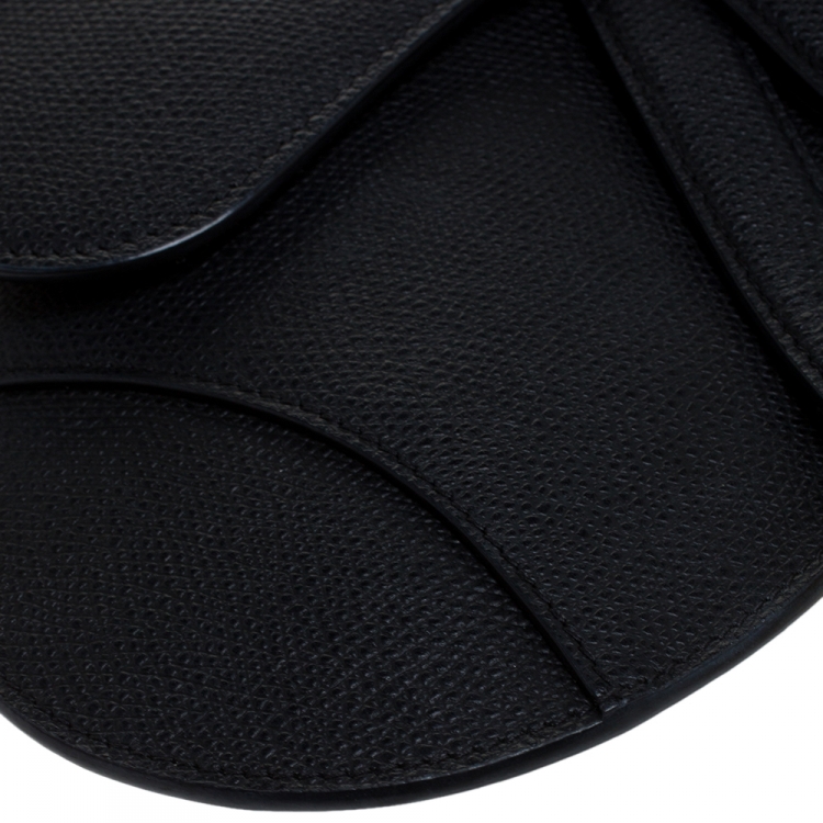 Pre Owned Dior Deep Navy Blue Leather Saddle Belt Bag