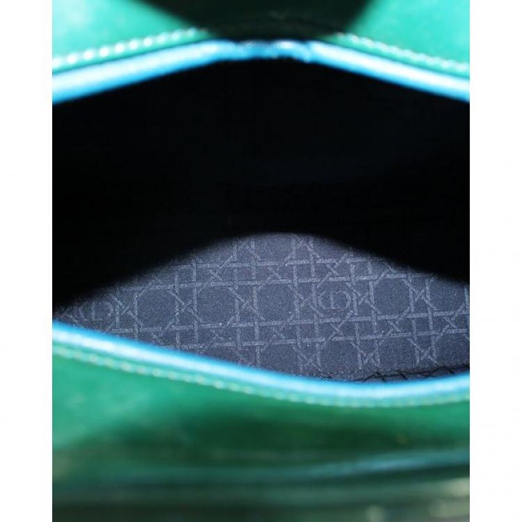 Pre Owned Dior Green Patent Leather Large Lady Dior Bag