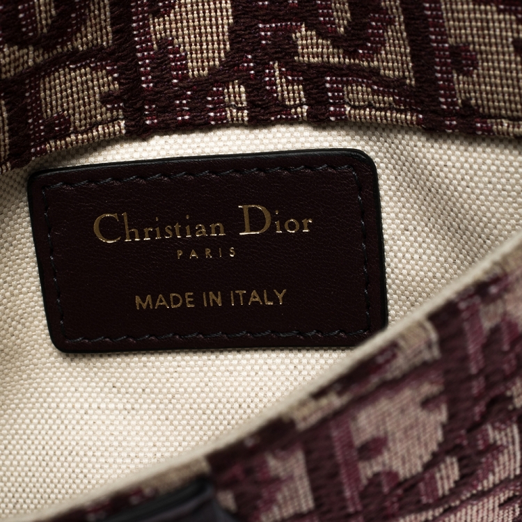 Pre Owned Dior Maroon Oblique Canvas and Leather Saddle Belt Bag