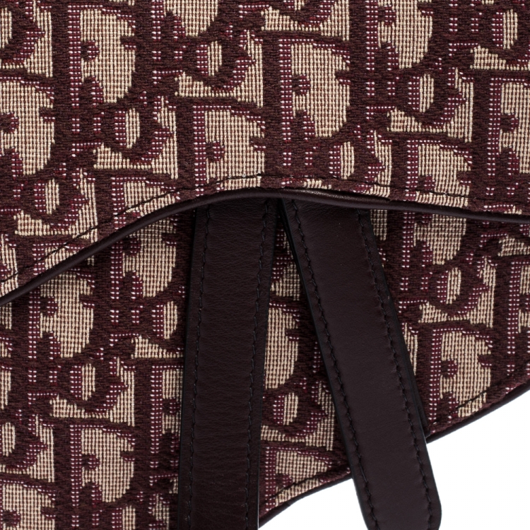 Pre Owned Dior Maroon Oblique Canvas and Leather Saddle Belt Bag
