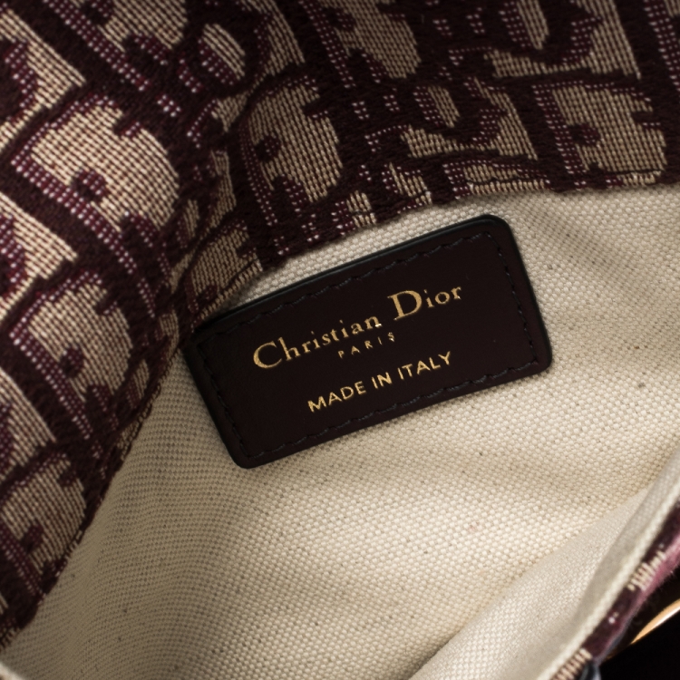 Pre Owned Dior Maroon Oblique Canvas and Leather Saddle Belt Bag