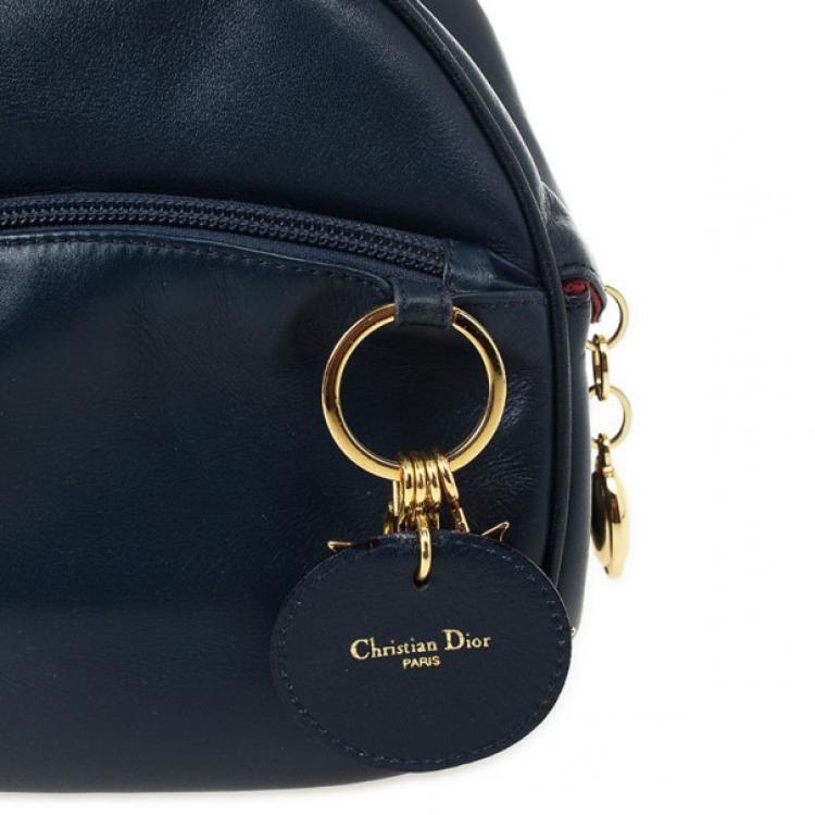 Pre Owned Christian Dior Vintage Navy Leather Mini Backpack