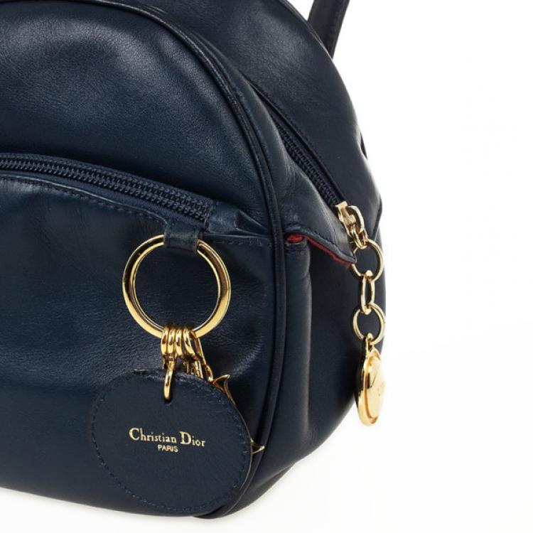Pre Owned Christian Dior Vintage Navy Leather Mini Backpack