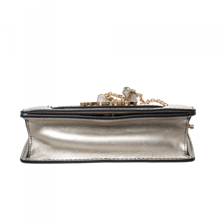 Pre Owned Dior Metallic Leather J'adior Wallet on Chain