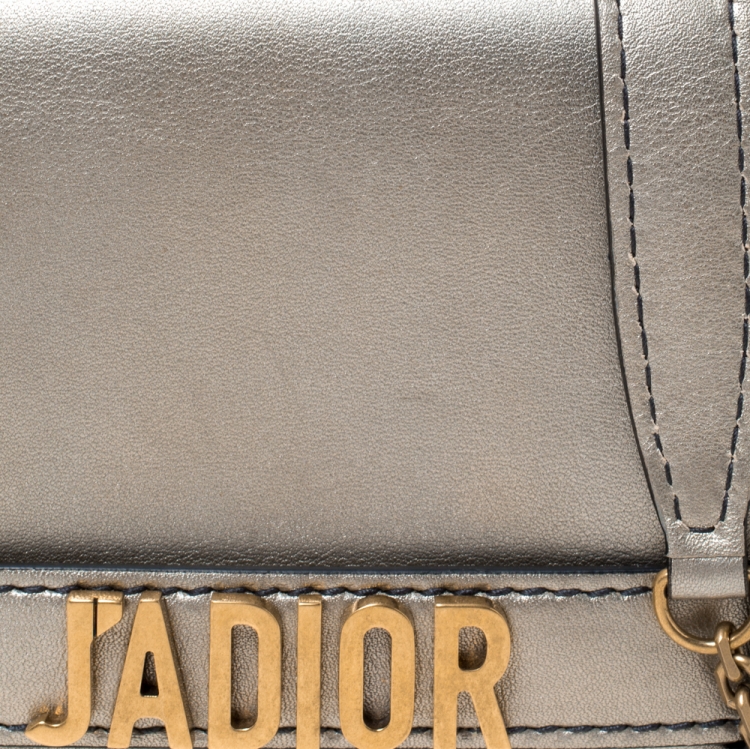 Pre Owned Dior Metallic Leather J'adior Wallet on Chain