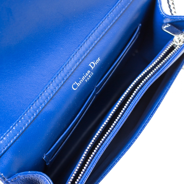 Pre Owned Dior Blue Leather Diorama Wallet on Chain