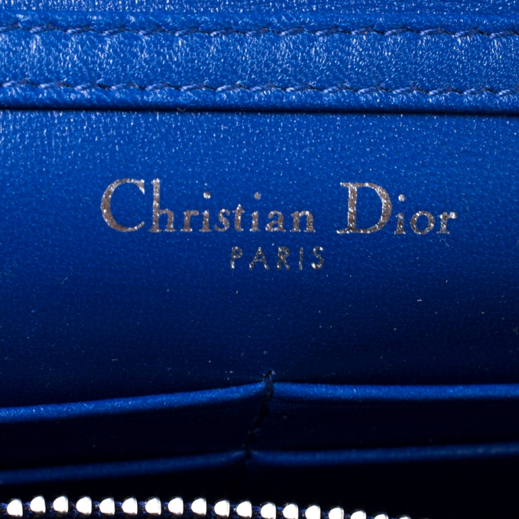 Pre Owned Dior Blue Leather Diorama Wallet on Chain