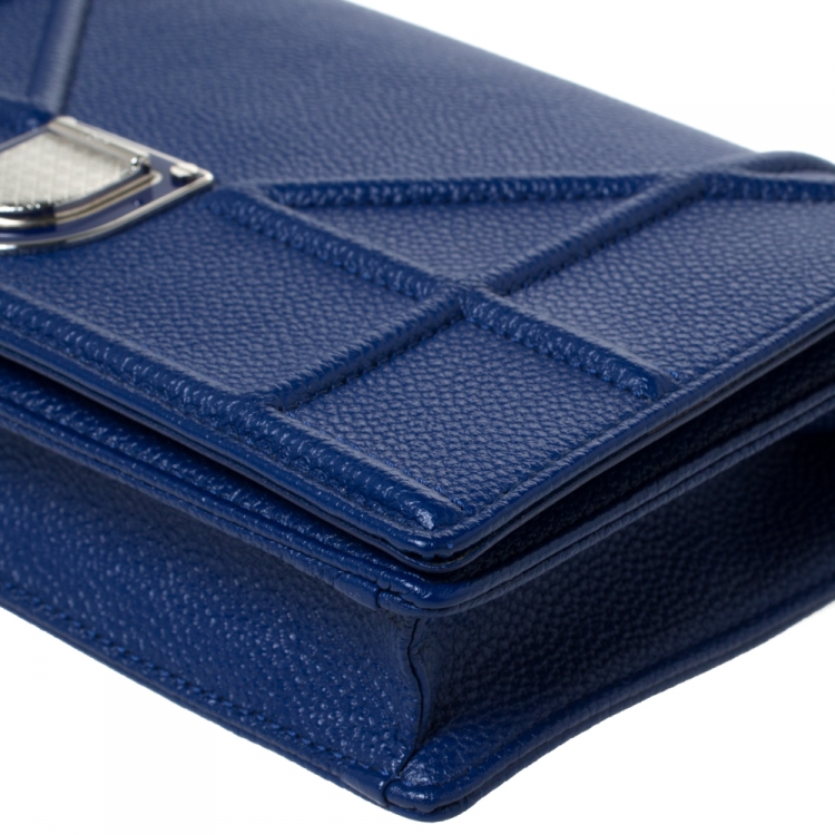 Pre Owned Dior Blue Leather Diorama Wallet on Chain