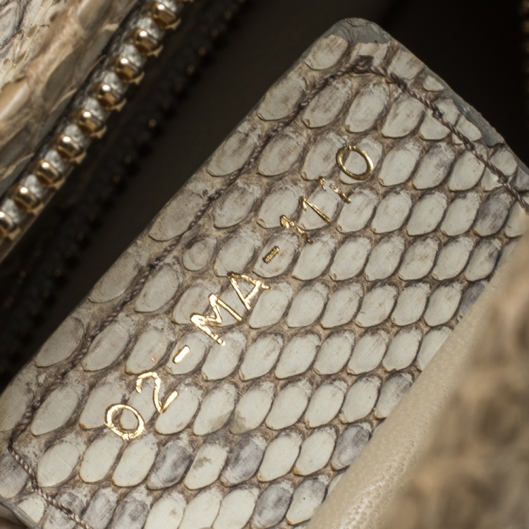 Pre Owned Dior Gold/Beige Python Large Lady Dior Tote