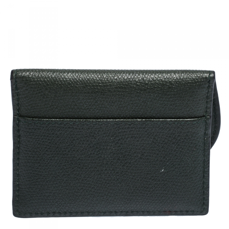 Pre Owned Dior Deep Green Leather Saddle Card Holder