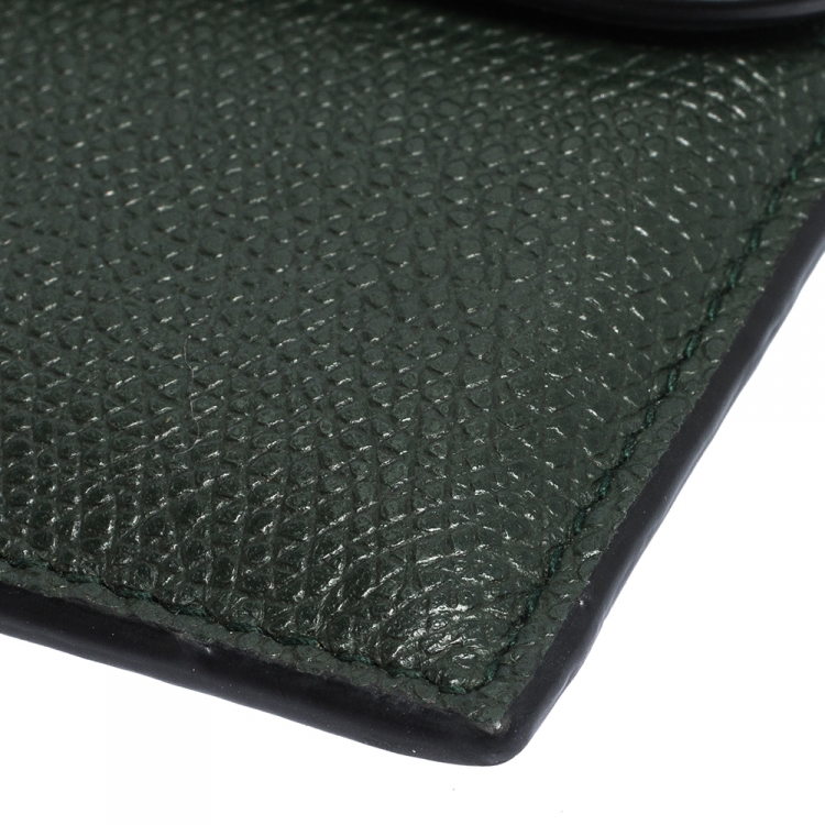 Pre Owned Dior Deep Green Leather Saddle Card Holder