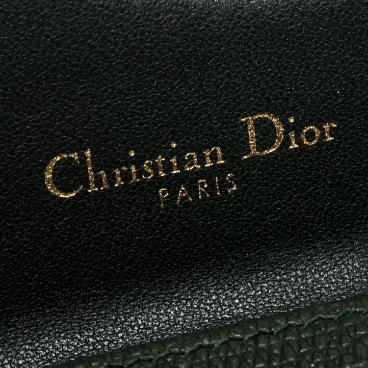 Pre Owned Dior Deep Green Leather Saddle Card Holder
