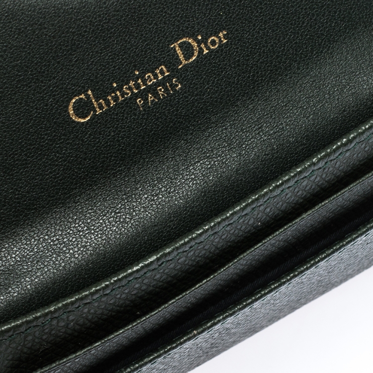 Pre Owned Dior Deep Green Leather Saddle Card Holder