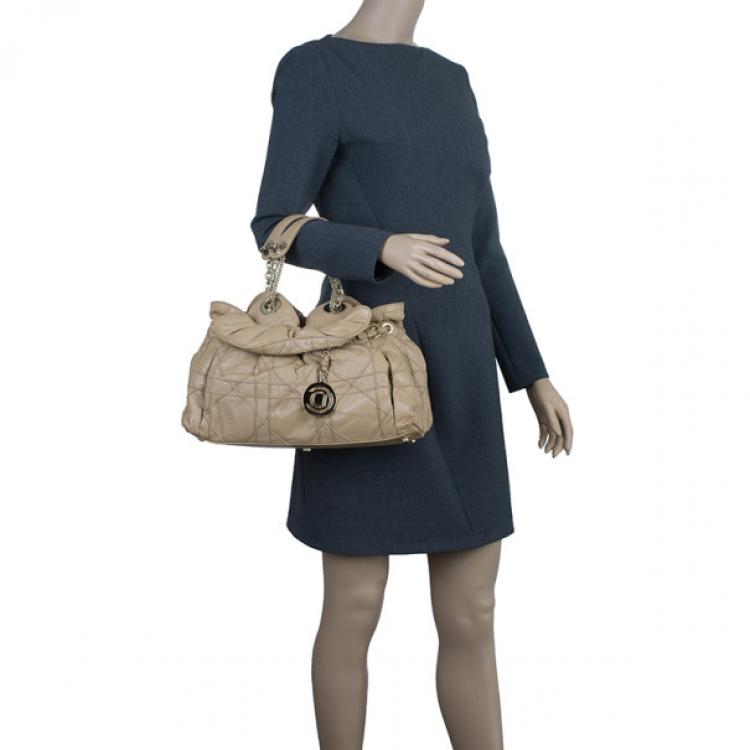 Pre Owned Dior Beige Lambskin Cannage Le Trente Hobo