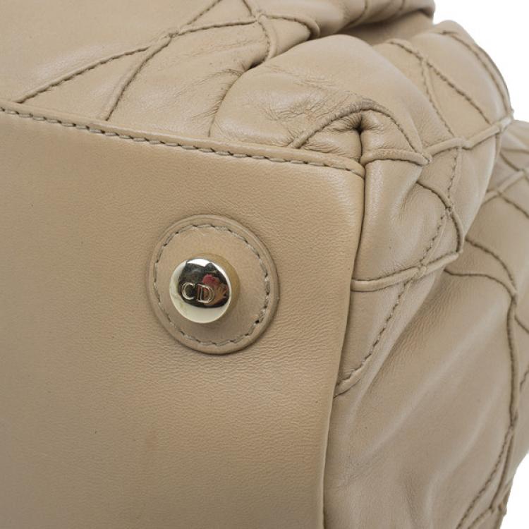 Pre Owned Dior Beige Lambskin Cannage Le Trente Hobo