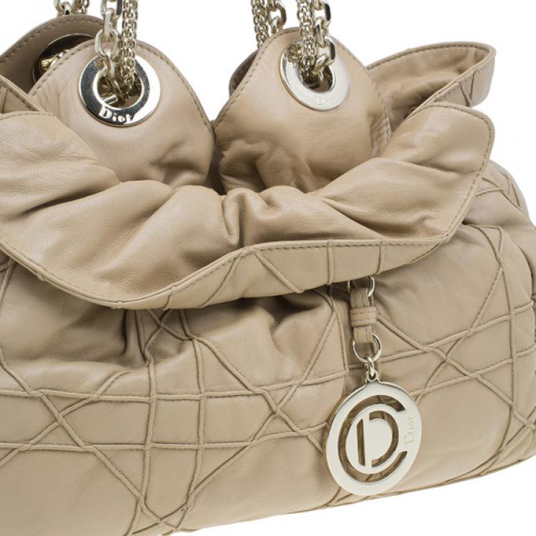 Pre Owned Dior Beige Lambskin Cannage Le Trente Hobo