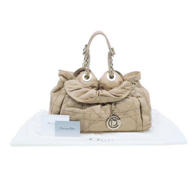 Pre Owned Dior Beige Lambskin Cannage Le Trente Hobo
