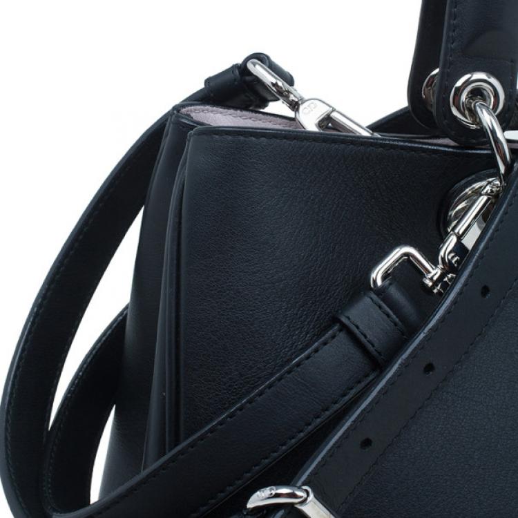 Pre Owned Dior Black Calfskin Medium Diorissimo Shopper Tote