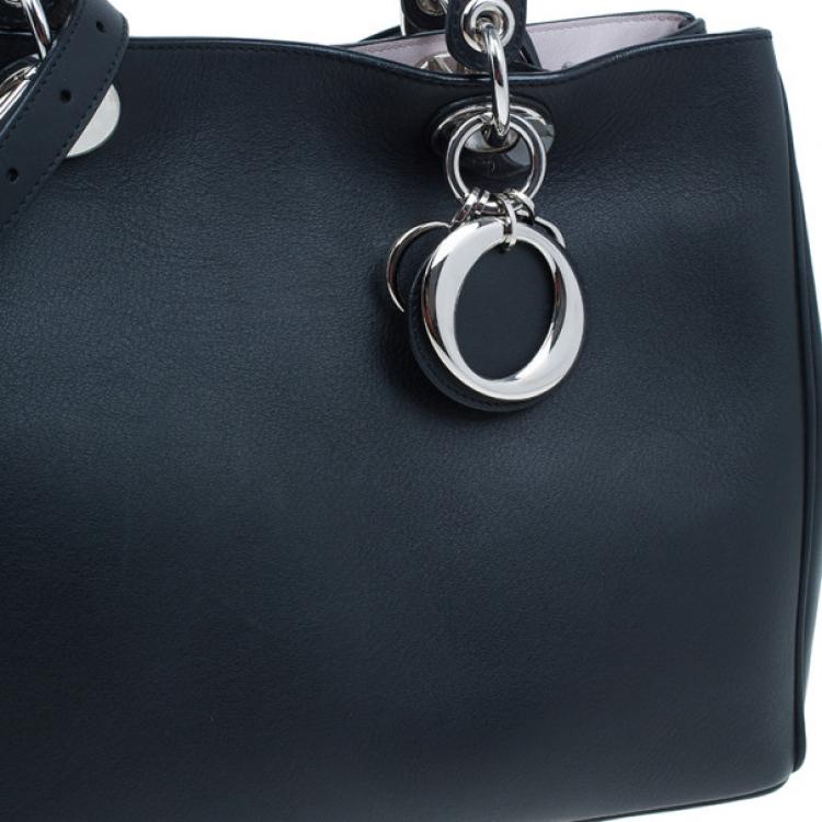 Pre Owned Dior Black Calfskin Medium Diorissimo Shopper Tote