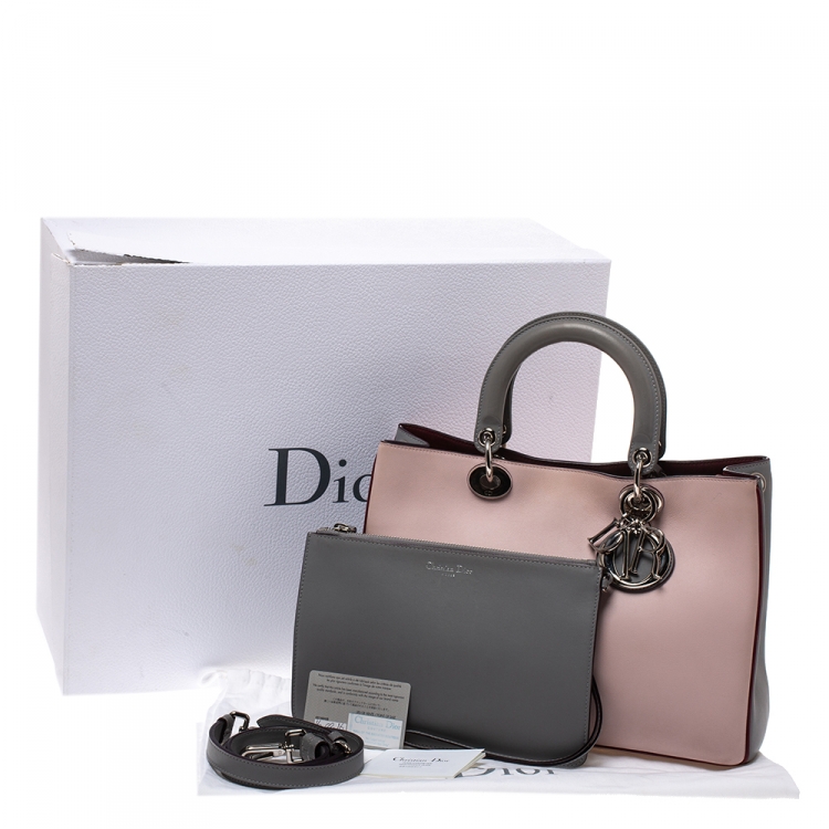 Pre Owned Dior Tricolor Leather Medium Diorissimo Shopper Tote