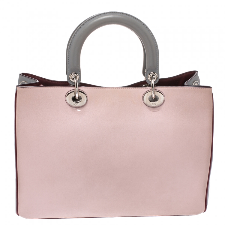 Pre Owned Dior Tricolor Leather Medium Diorissimo Shopper Tote