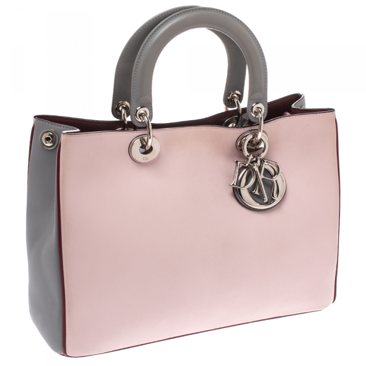 Pre Owned Dior Tricolor Leather Medium Diorissimo Shopper Tote