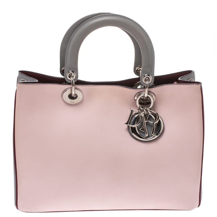 Pre Owned Dior Tricolor Leather Medium Diorissimo Shopper Tote