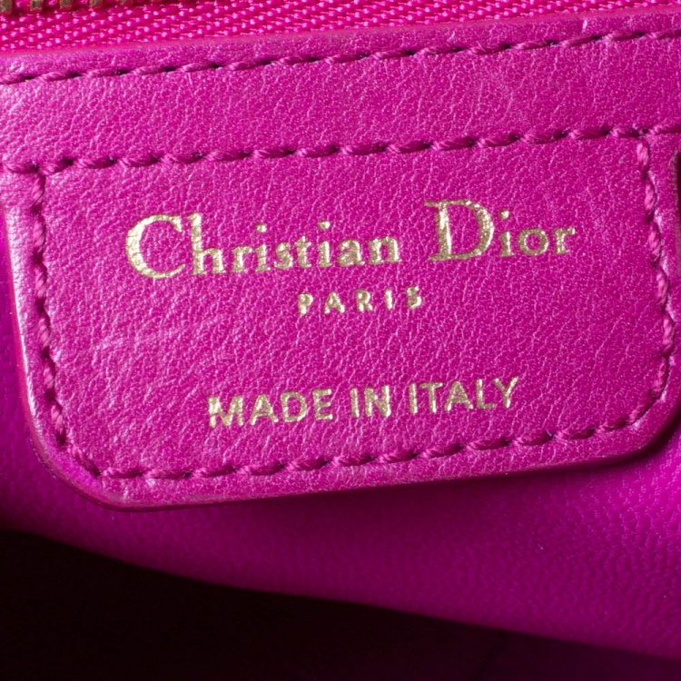 Pre Owned Dior Magenta Leather Jeweled Flap Hobo