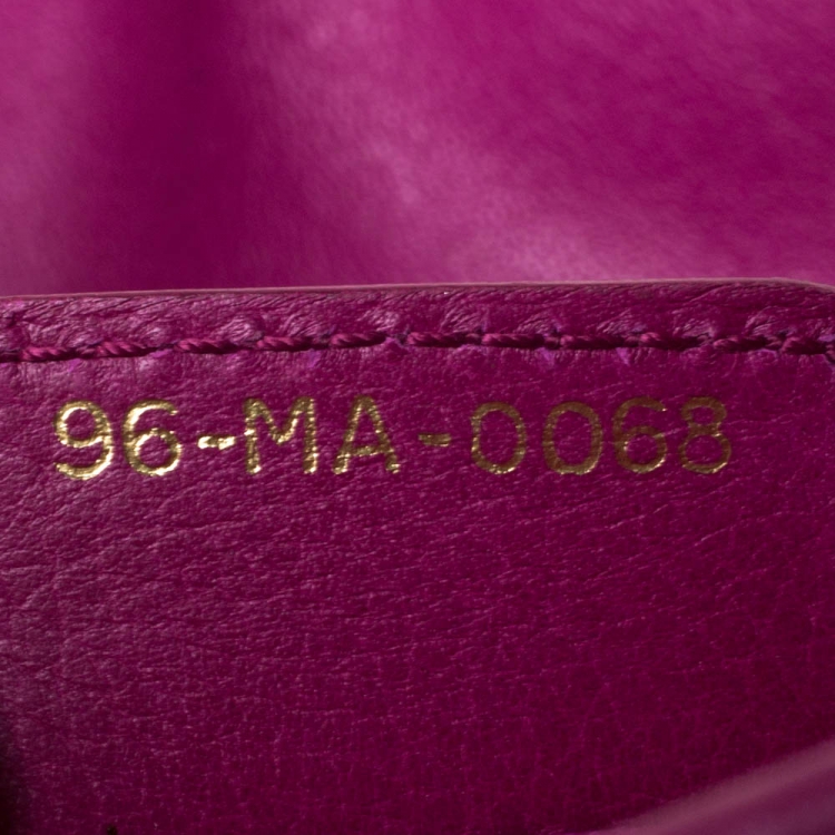 Pre Owned Dior Magenta Leather Jeweled Flap Hobo