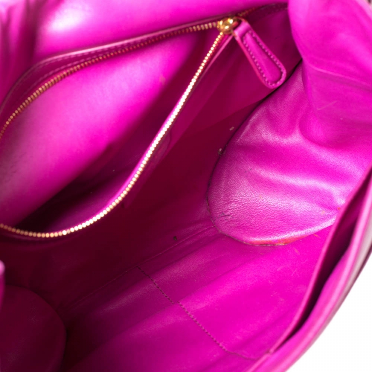 Pre Owned Dior Magenta Leather Jeweled Flap Hobo