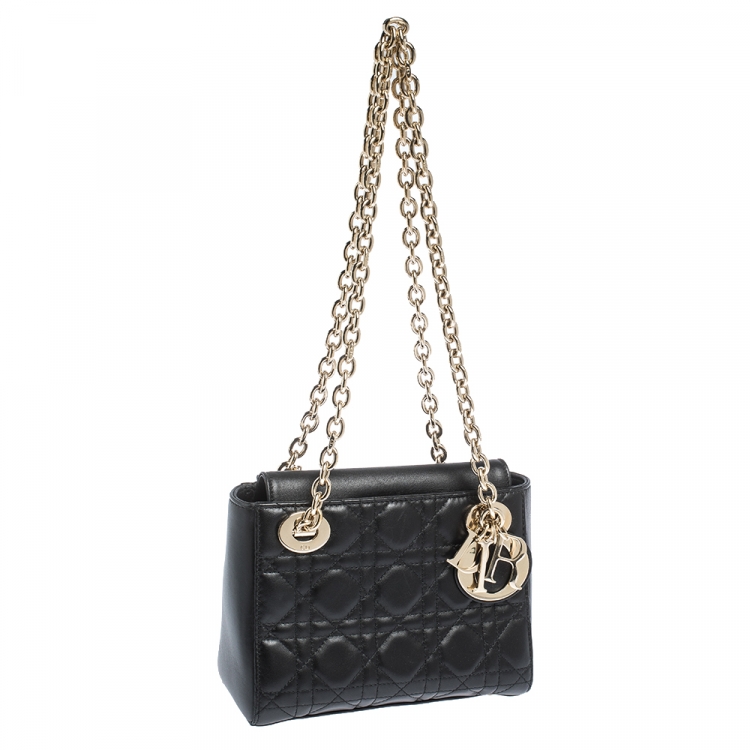 Dior Black Cannage Leather Double Chain 