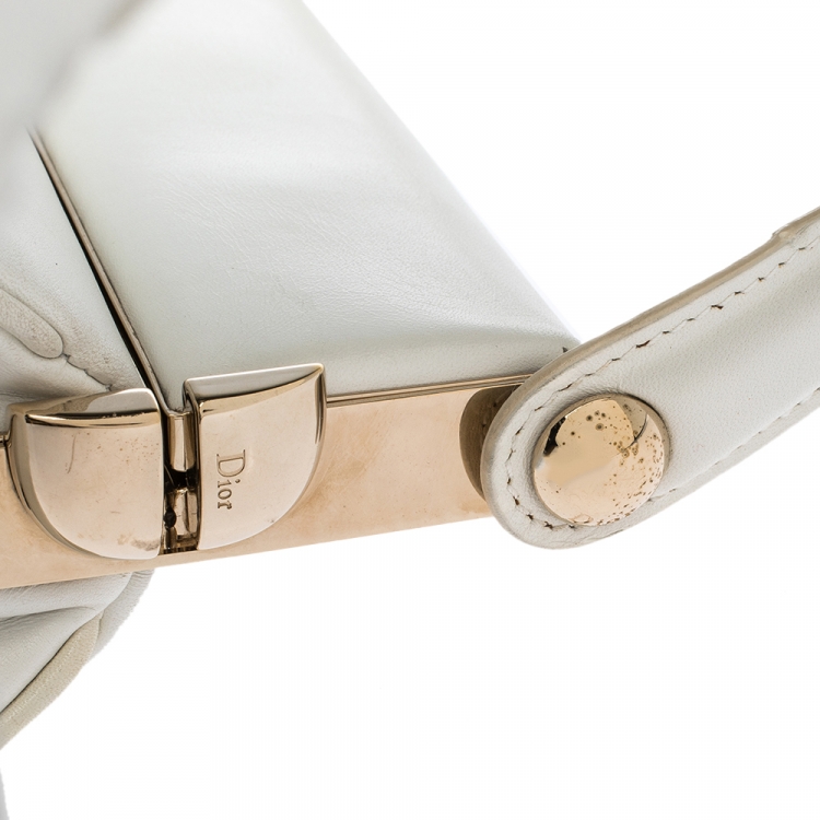 Pre Owned Dior White Leather Babe Vanity Top Handle Bag