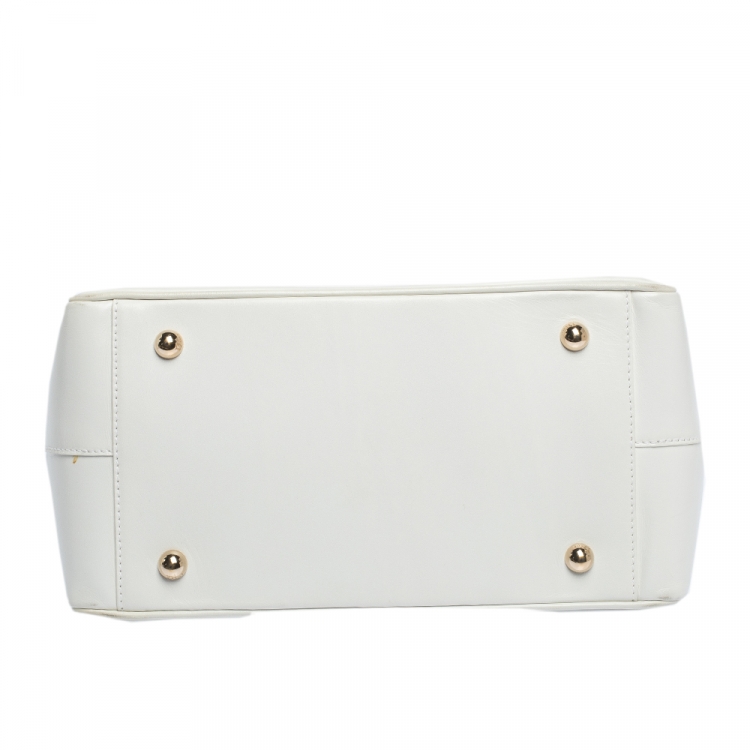 Pre Owned Dior White Leather Babe Vanity Top Handle Bag
