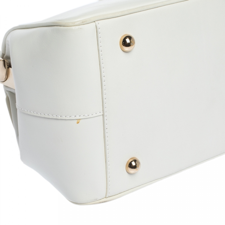 Pre Owned Dior White Leather Babe Vanity Top Handle Bag