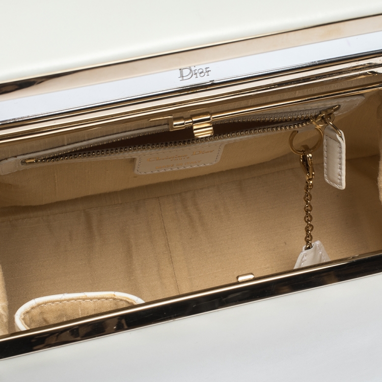 Pre Owned Dior White Leather Babe Vanity Top Handle Bag
