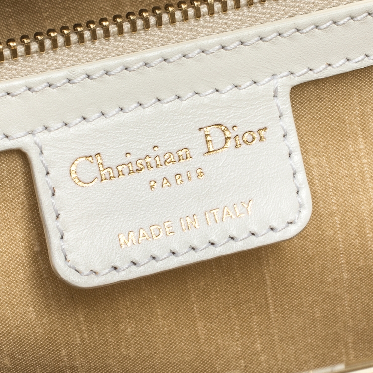 Pre Owned Dior White Leather Babe Vanity Top Handle Bag