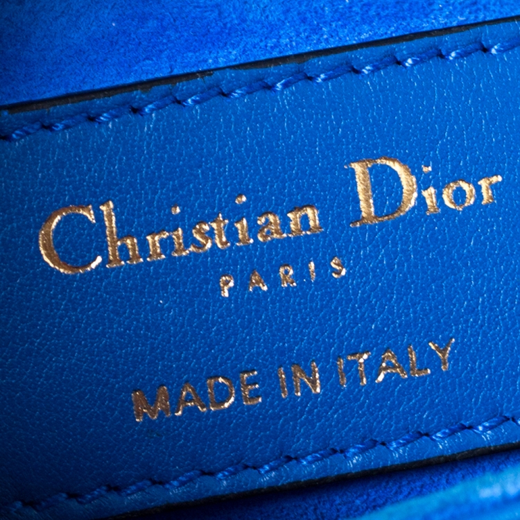 Pre Owned Dior Blue Leather Lady Dior Mosaic of Mirrors Tote