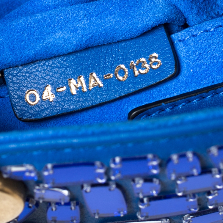 Pre Owned Dior Blue Leather Lady Dior Mosaic of Mirrors Tote