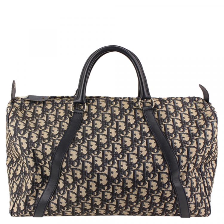 Pre Owned Dior Black Signature Canvas Trotter Boston Bag