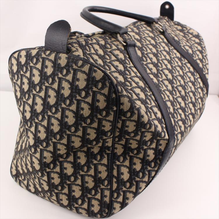 Pre Owned Dior Black Signature Canvas Trotter Boston Bag