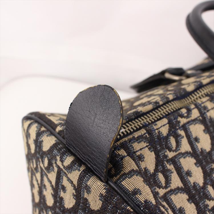 Pre Owned Dior Black Signature Canvas Trotter Boston Bag