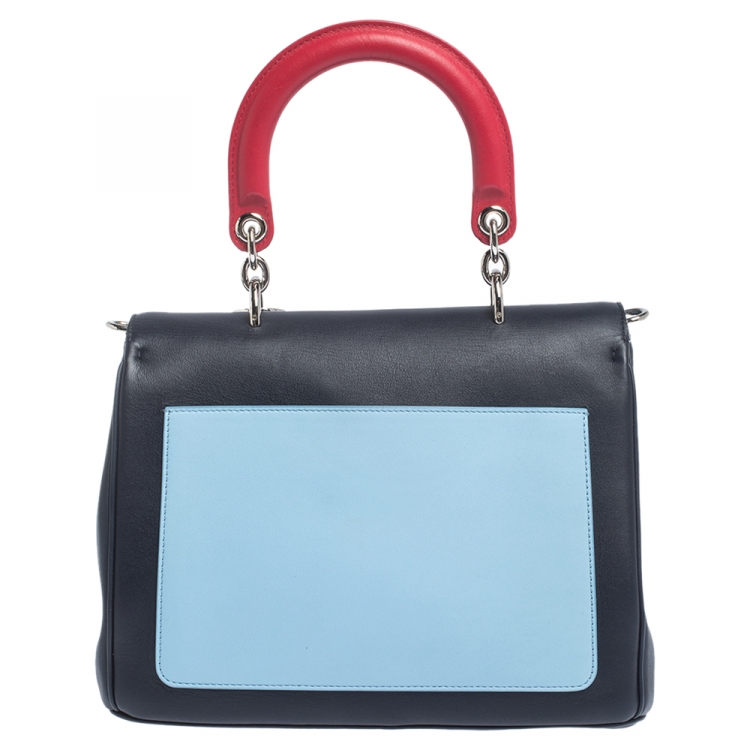 Pre Owned Dior Navy Blue Leather Small Be Dior Flap Top Handle Bag