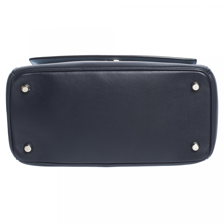 Pre Owned Dior Navy Blue Leather Small Be Dior Flap Top Handle Bag