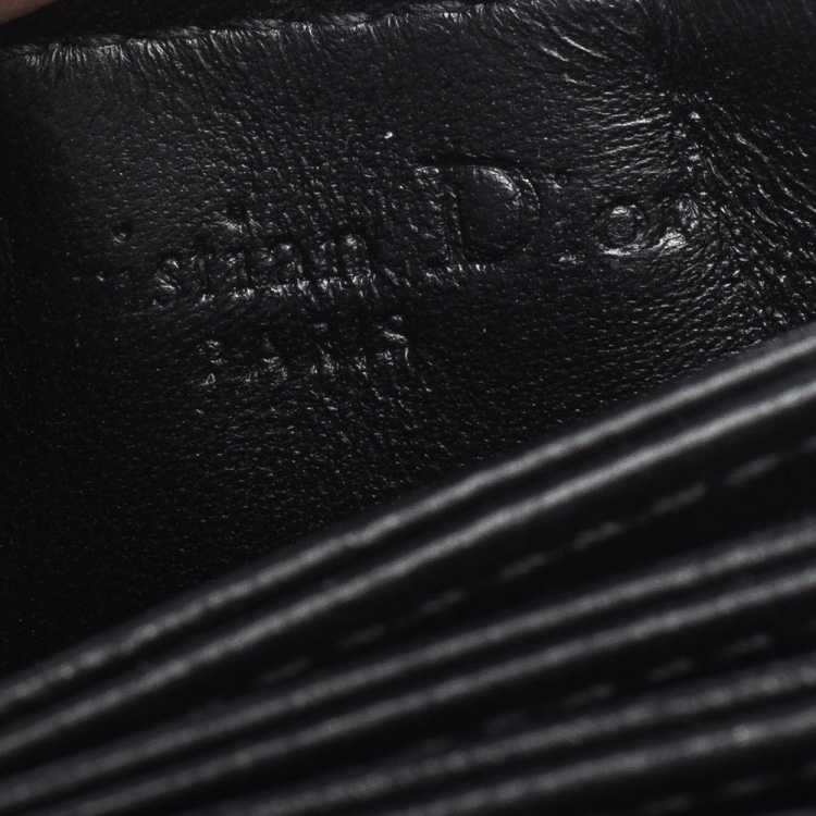 Pre Owned Dior Black Cannage Leather Gusset Card Holder