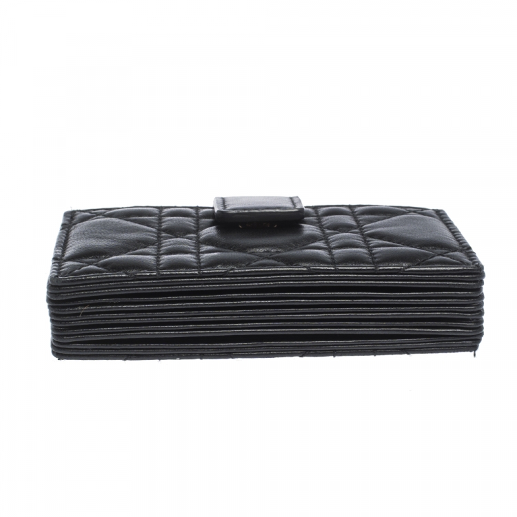 Pre Owned Dior Black Cannage Leather Gusset Card Holder