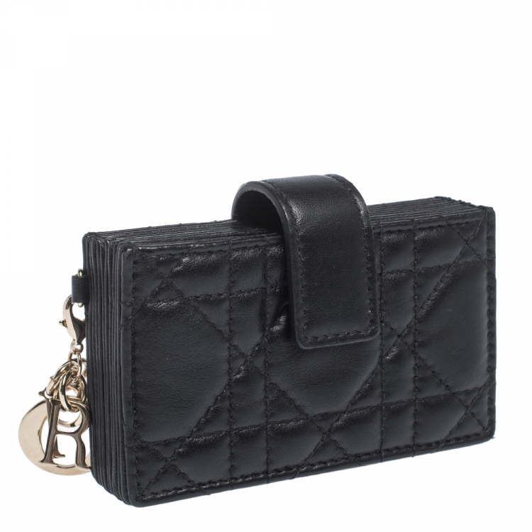 Pre Owned Dior Black Cannage Leather Gusset Card Holder