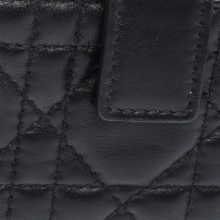 Pre Owned Dior Black Cannage Leather Gusset Card Holder