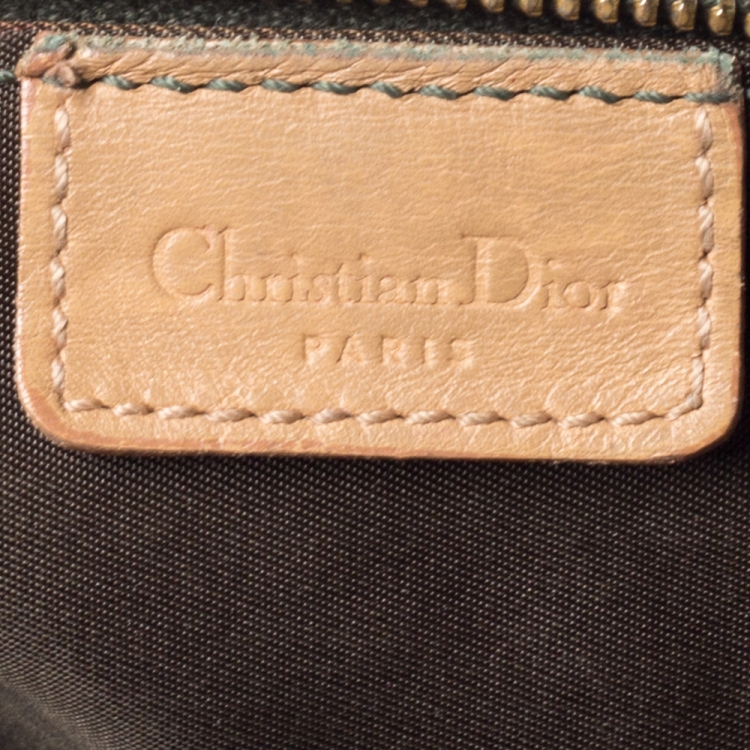 Pre Owned Dior Khaki Green Oblique Canvas Vintage Saddle Bag 