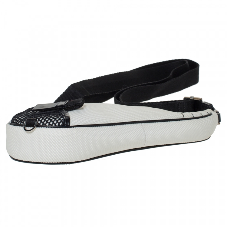 Pre Owned Dior White/Black Nylon and Mesh Saddle Bag