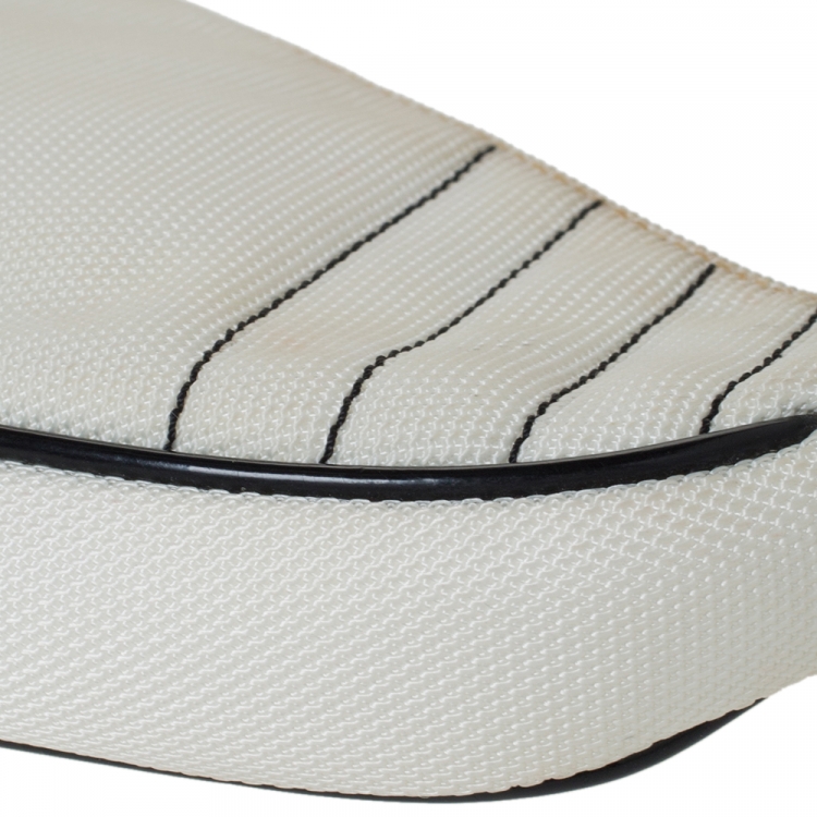 Pre Owned Dior White/Black Nylon and Mesh Saddle Bag